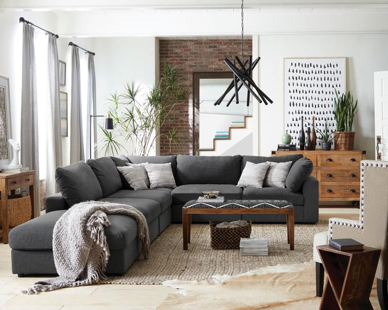 Serene Square Upholstered Ottoman Charcoal-zoom-