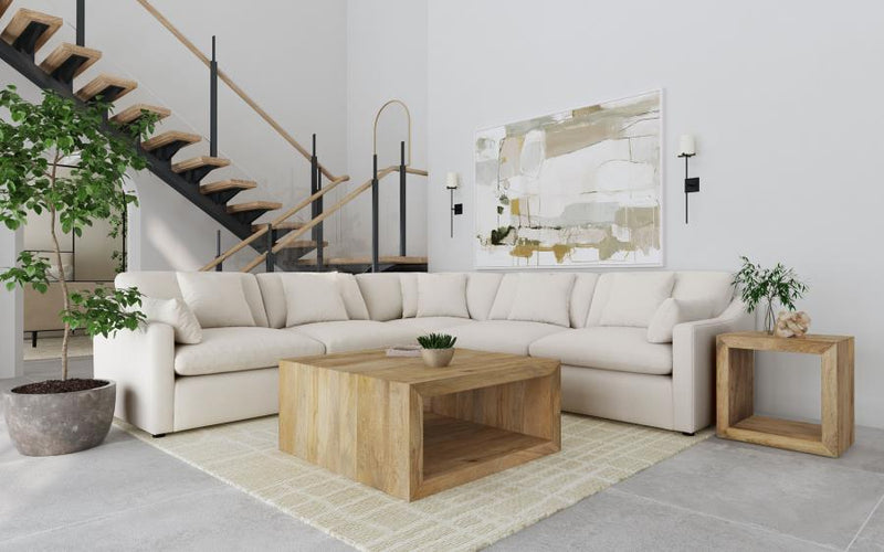 Hobson 5-piece Upholstered Modular Sectional Sofa Ivory-zoom-