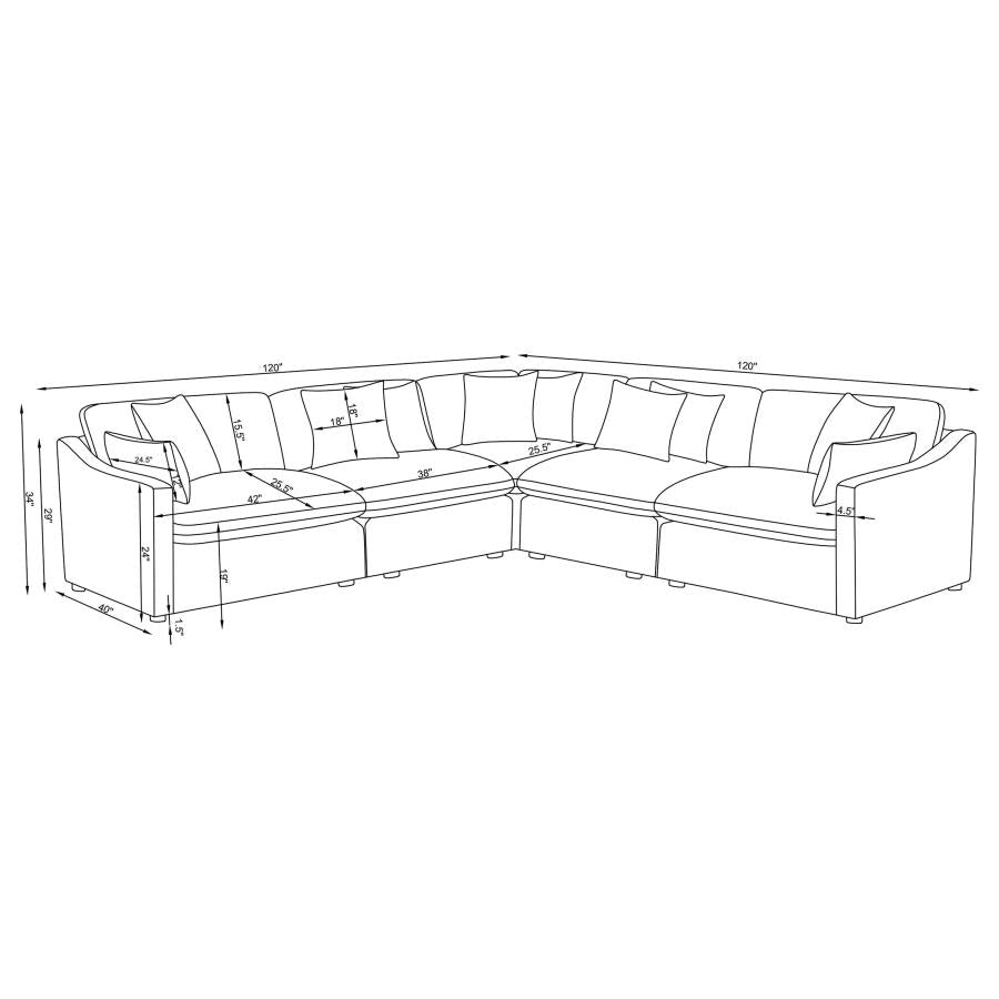 Hobson 5-piece Upholstered Modular Sectional Sofa Ivory-zoom-12