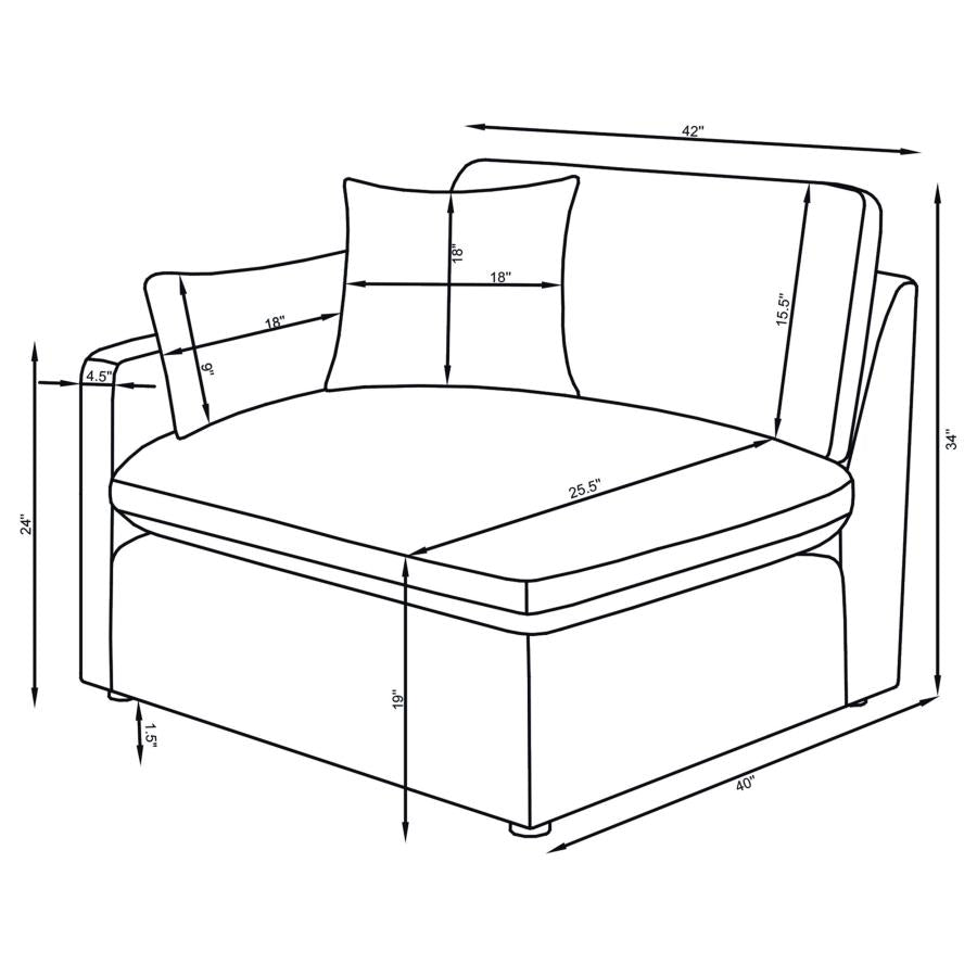 Hobson 4-piece Upholstered Modular Sectional Sofa Ivory-8