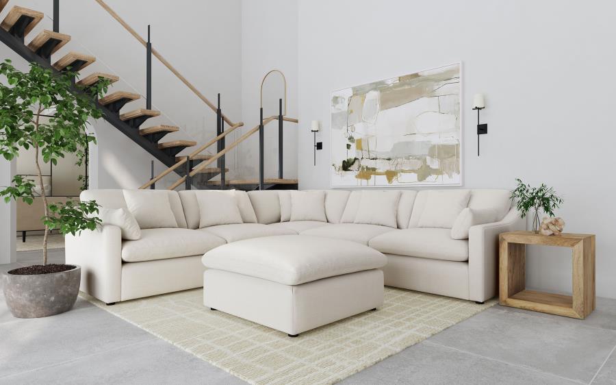 Hobson 6-piece Upholstered Modular Sectional Sofa Ivory-1