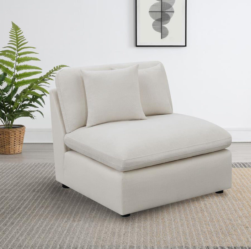 Hobson Upholstered Armless Chair Ivory-zoom-