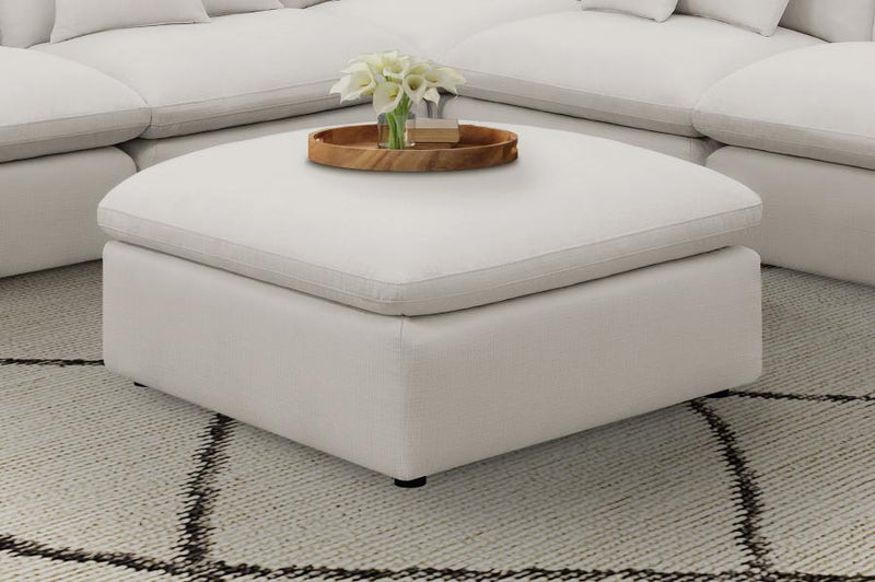 Hobson Square Upholstered Ottoman Ivory-zoom-
