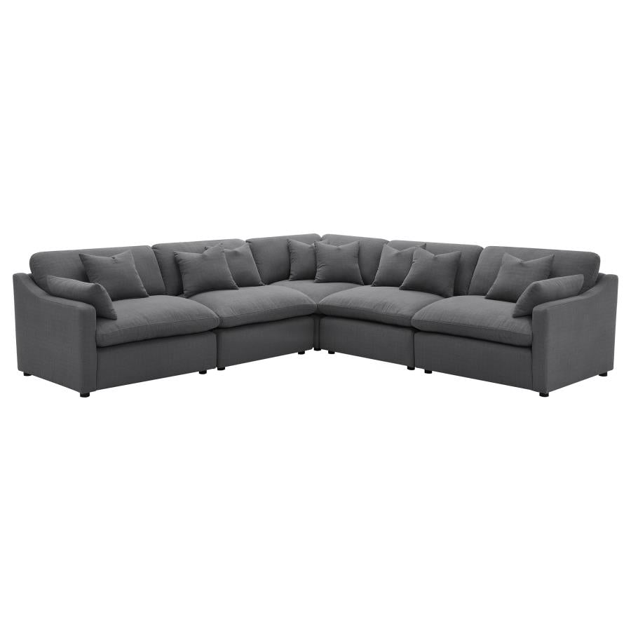 Hobson 5-piece Upholstered Modular Sectional Sofa Charcoal-zoom-2