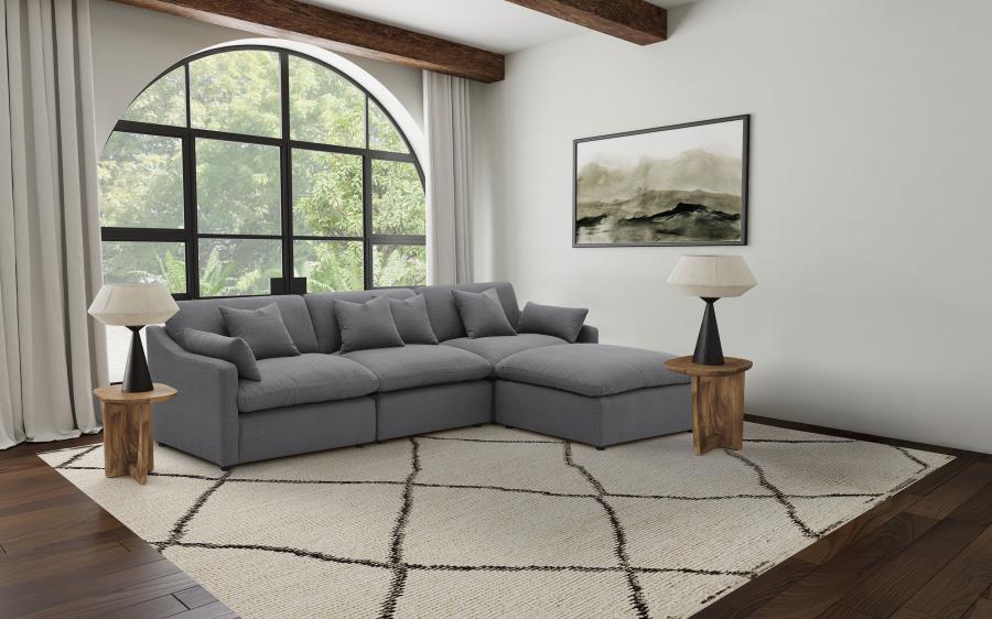 Hobson 4-piece Upholstered Modular Sectional Sofa Charcoal-zoom-2