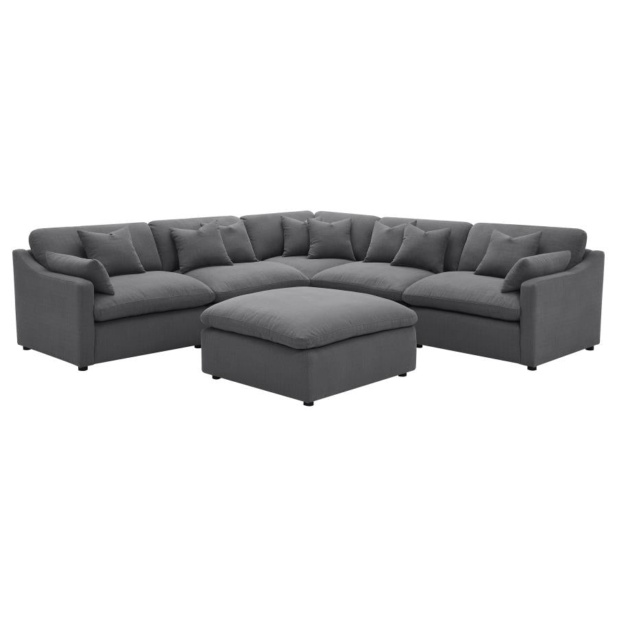Hobson 6-piece Upholstered Modular Sectional Sofa Charcoal-zoom-1