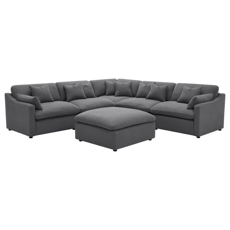 Hobson 6-piece Upholstered Modular Sectional Sofa Charcoal-zoom-