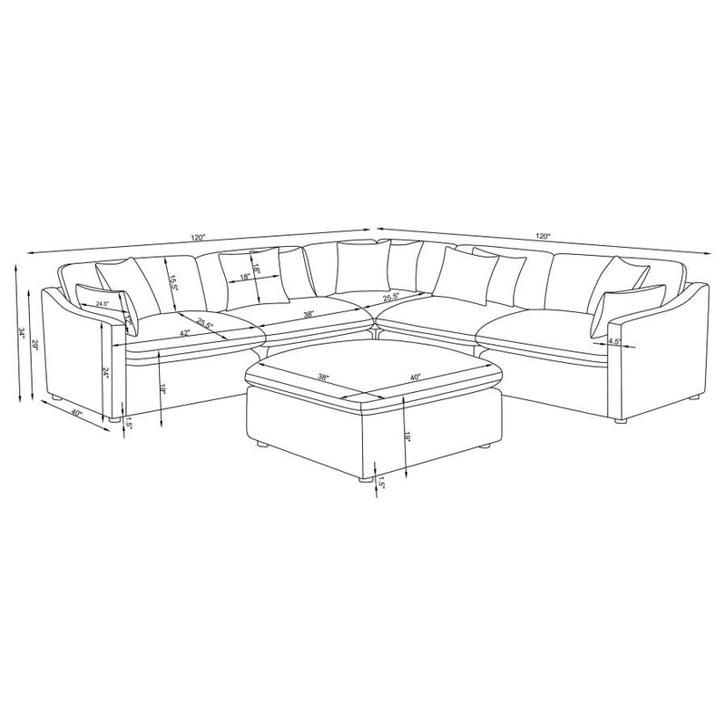 Hobson 6-piece Upholstered Modular Sectional Sofa Charcoal-zoom-