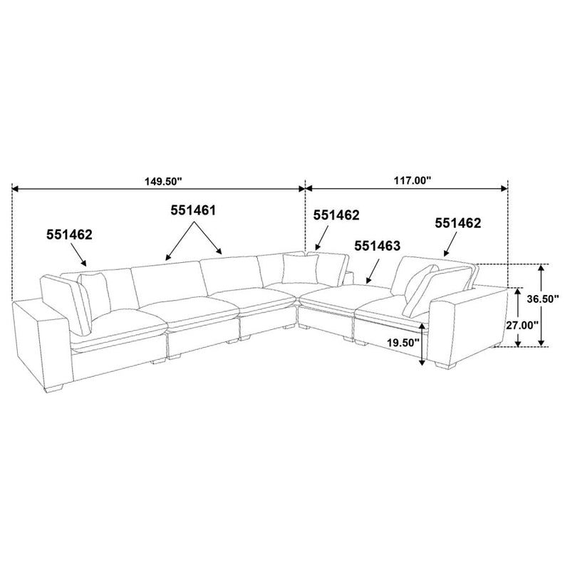 Lakeview 6-piece Upholstered Modular Sectional Sofa Ivory-zoom-