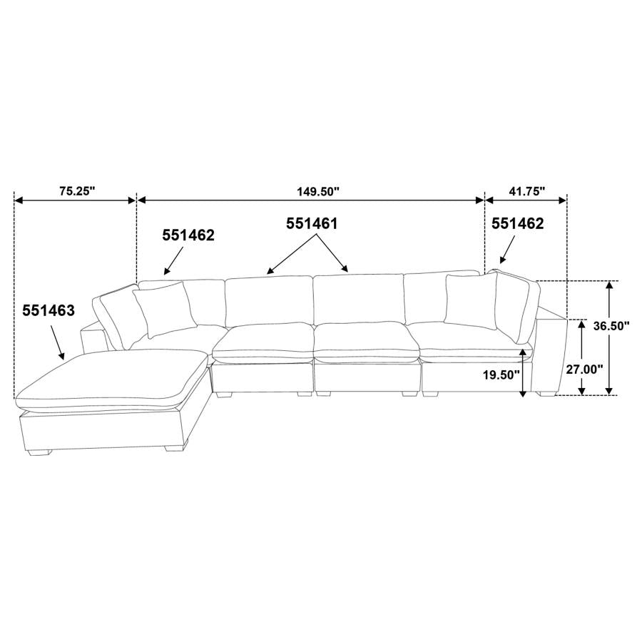 Lakeview 5-piece Upholstered Modular Sectional Sofa Ivory-zoom-15