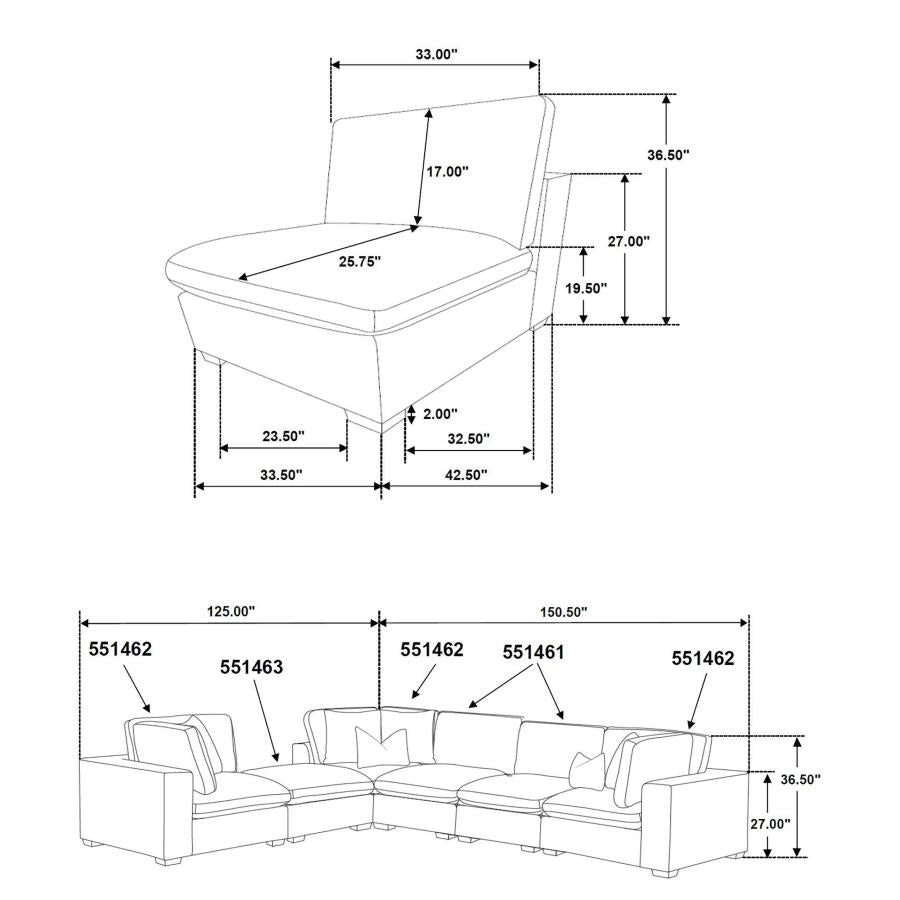 Lakeview 6-piece Upholstered Modular Sectional Sofa Ivory-9