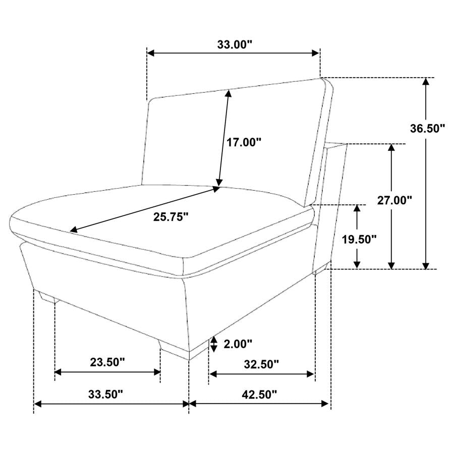Lakeview Upholstered Armless Chair Ivory-7