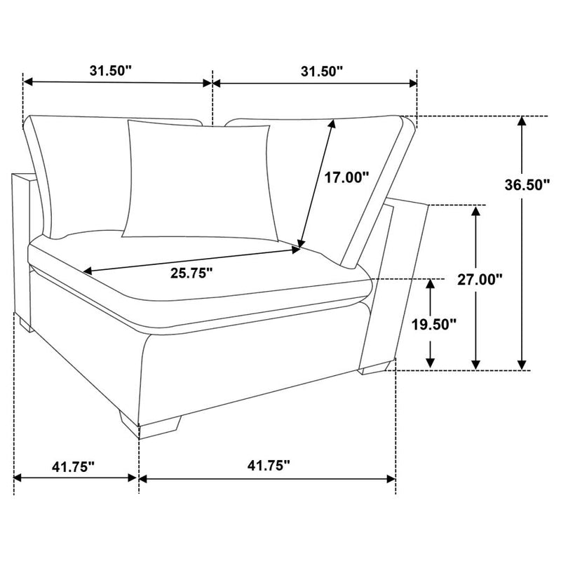 Lakeview Upholstered Corner Chair Ivory-zoom-