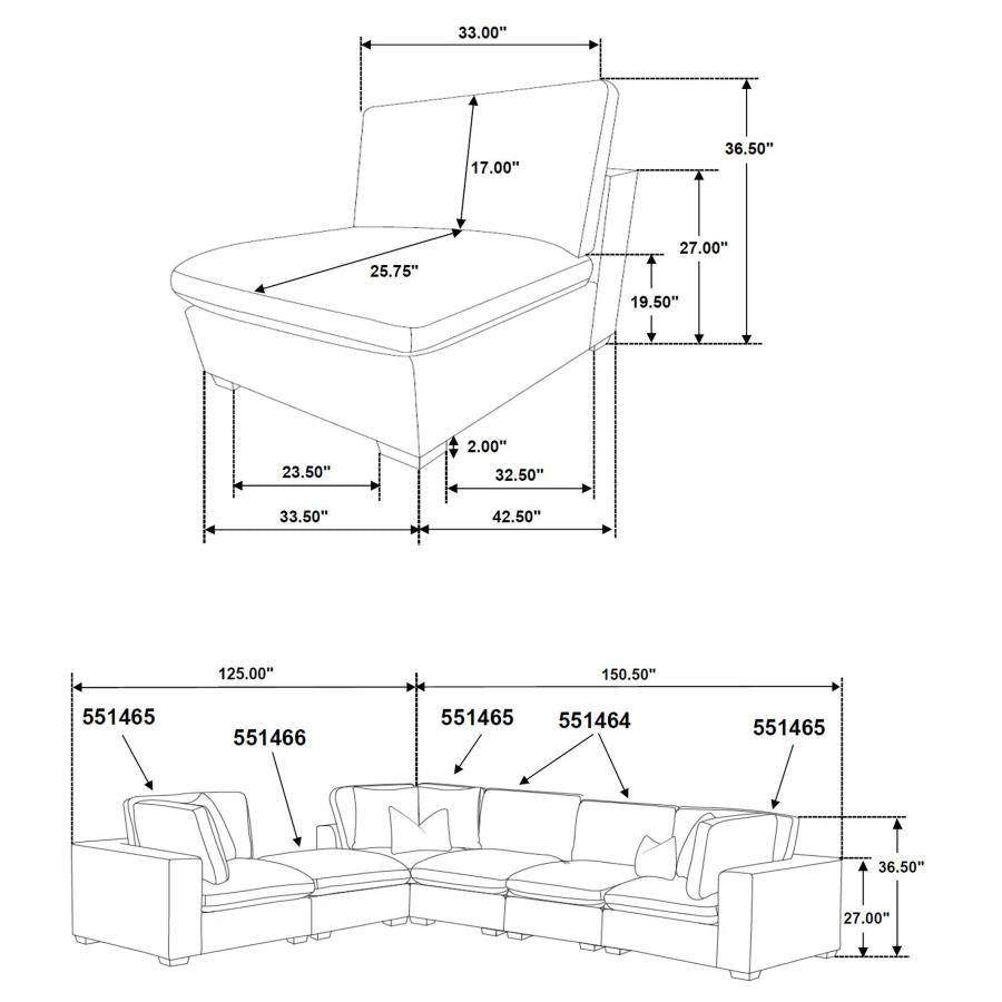 Lakeview 6-piece Upholstered Modular Sectional Chocolate-zoom-10