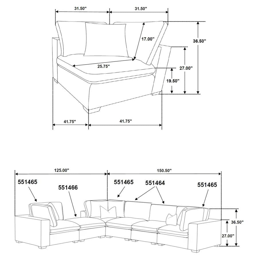 Lakeview 6-piece Upholstered Modular Sectional Chocolate-11