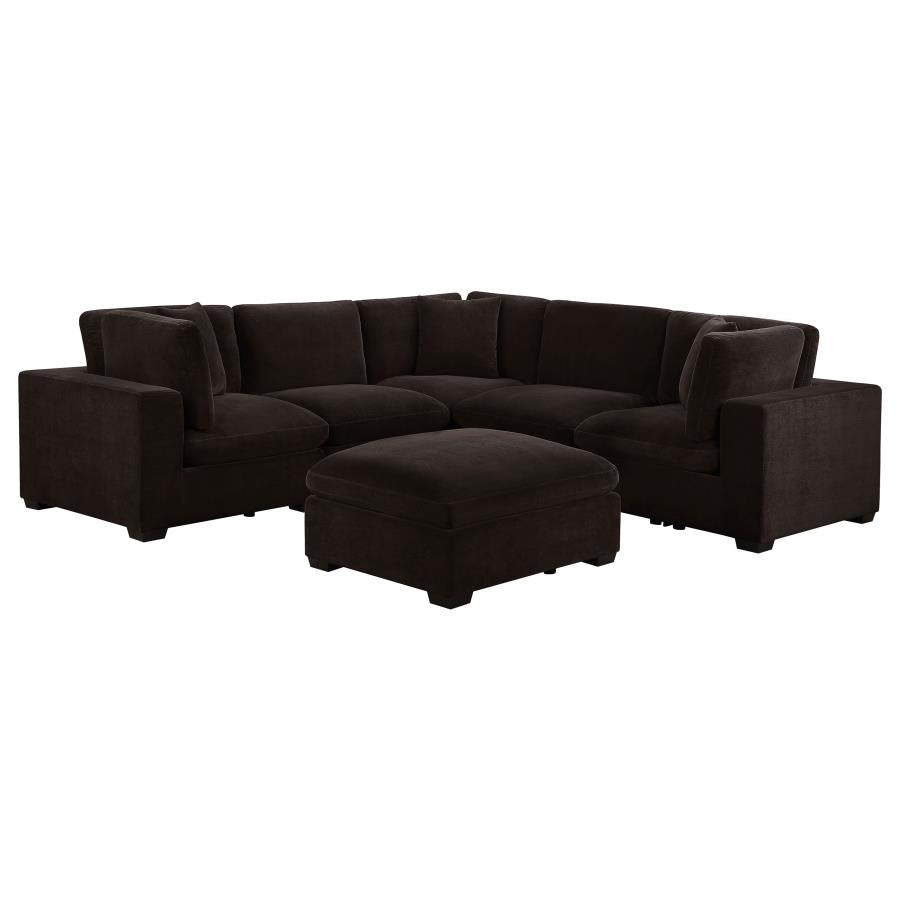 Lakeview 5-piece Upholstered Modular Sectional Chocolate-zoom-4