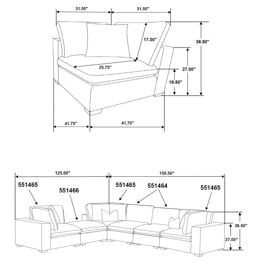 Lakeview 6-piece Upholstered Modular Sectional Chocolate-zoom-11