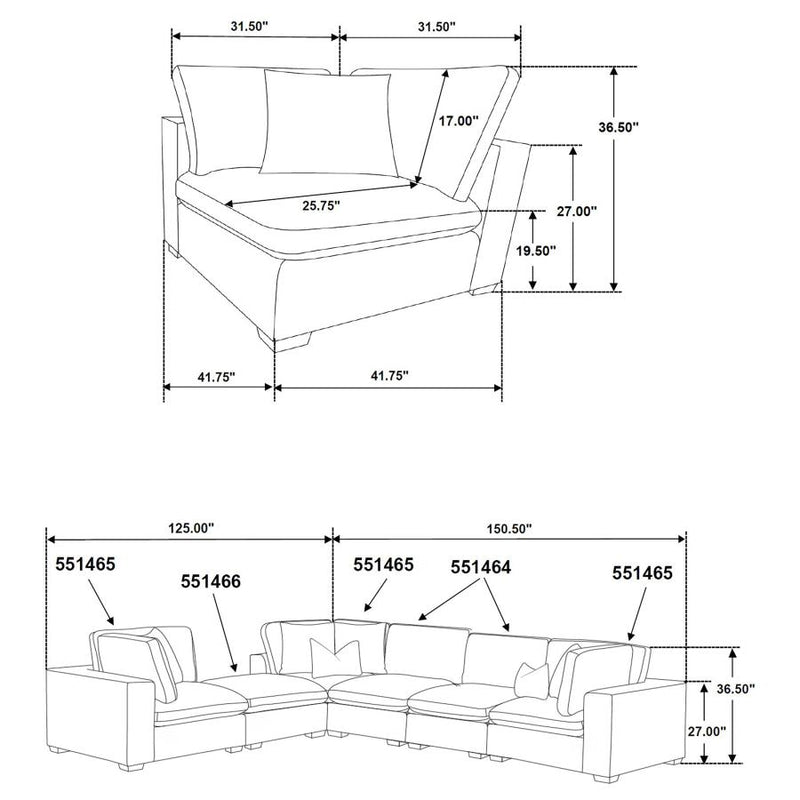 Lakeview 6-piece Upholstered Modular Sectional Chocolate-zoom-