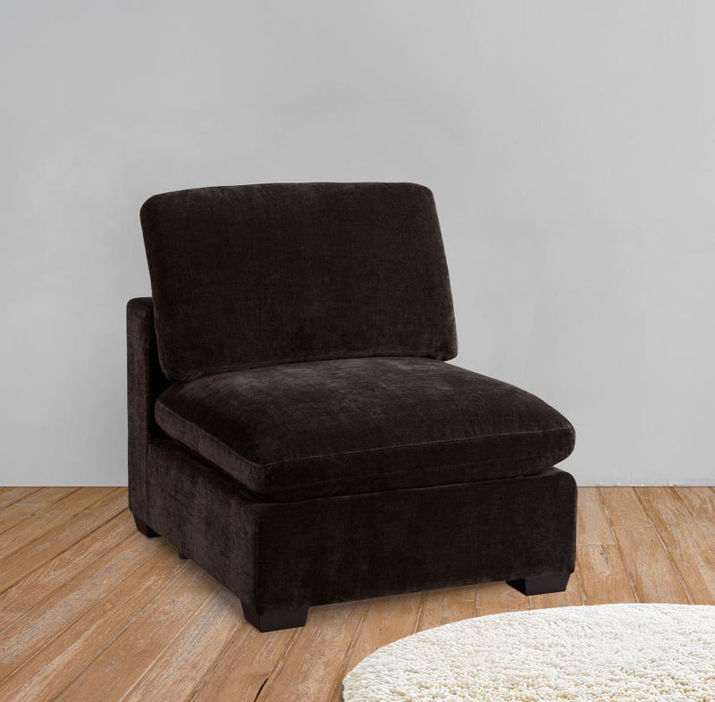 Lakeview Upholstered Armless Chair Dark Chocolate-zoom-