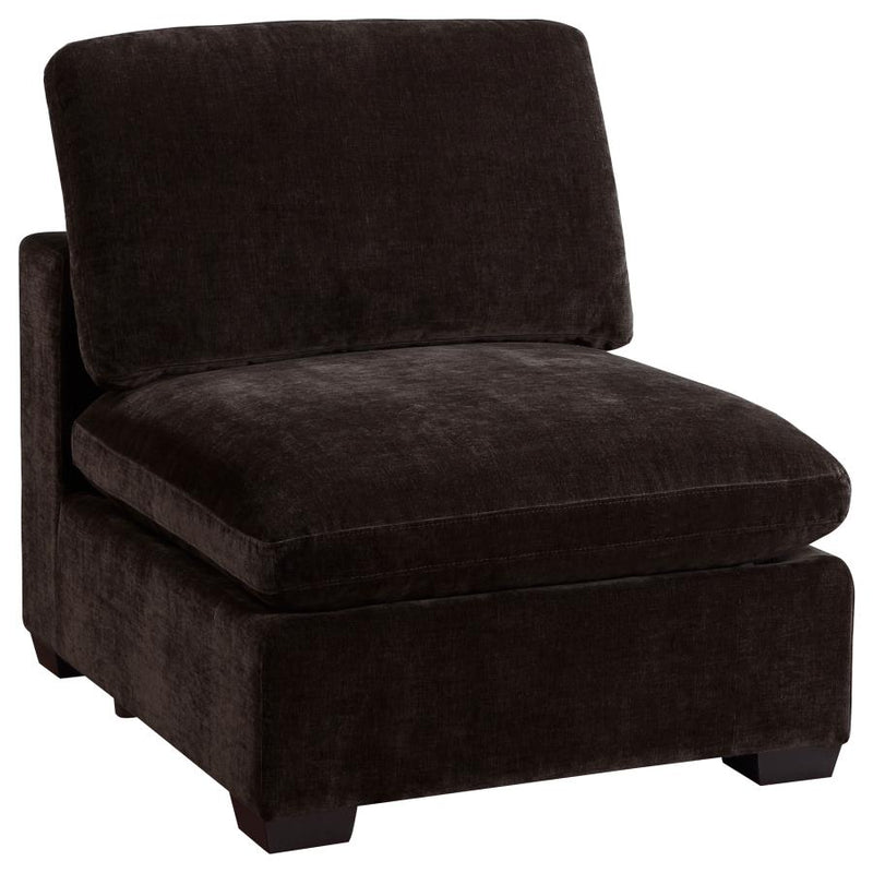 Lakeview Upholstered Armless Chair Dark Chocolate-zoom-