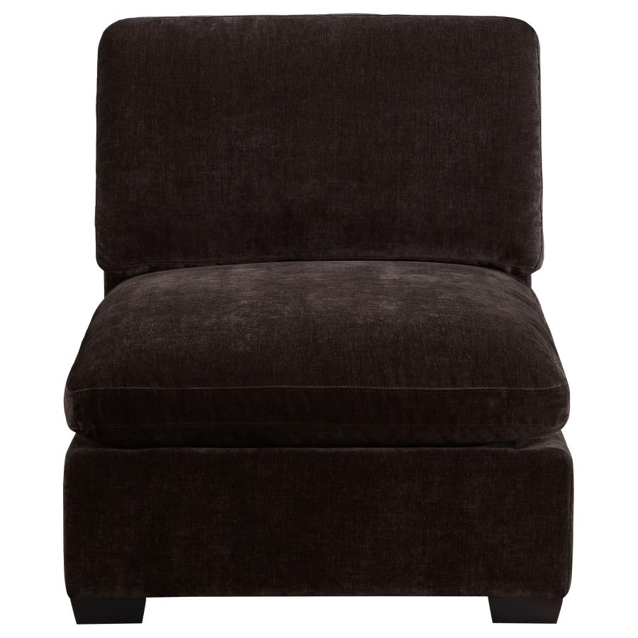 Lakeview Upholstered Armless Chair Dark Chocolate-zoom-3