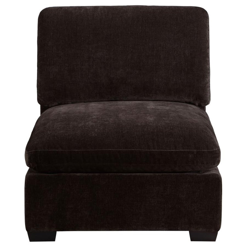 Lakeview Upholstered Armless Chair Dark Chocolate-zoom-