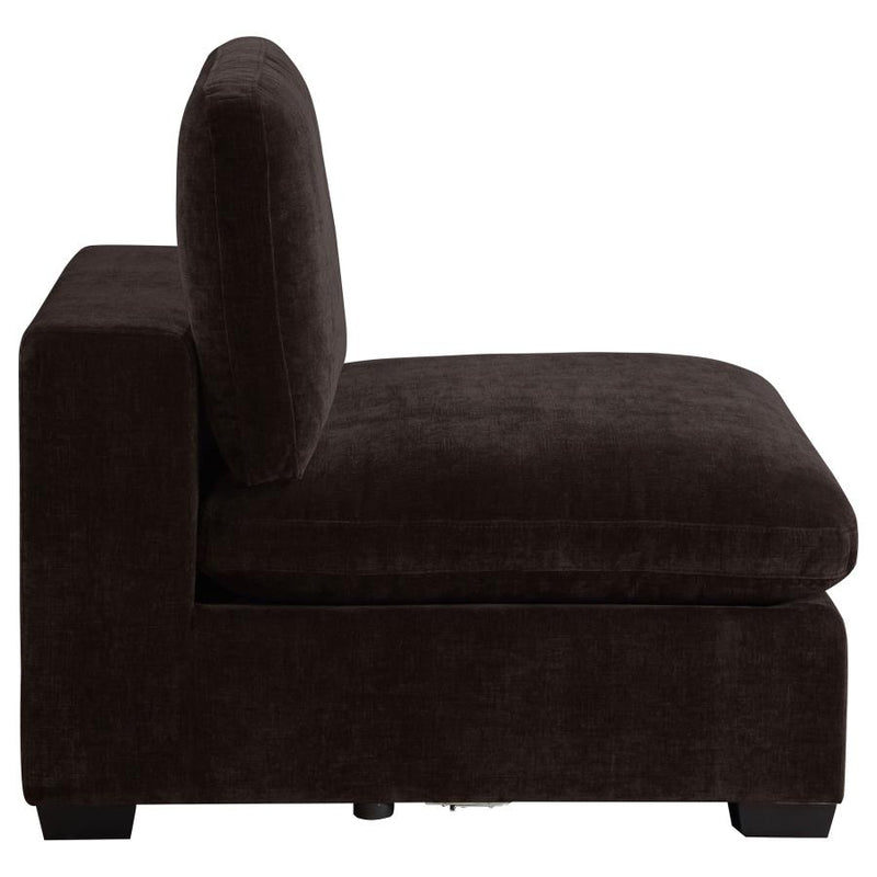 Lakeview Upholstered Armless Chair Dark Chocolate-zoom-