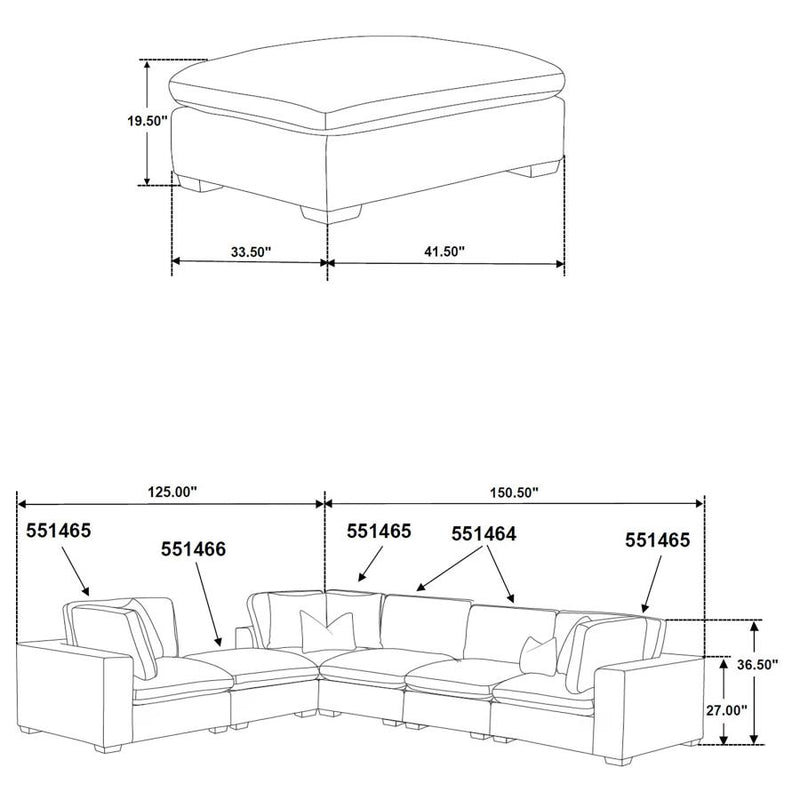 Lakeview Rectangular Upholstered Ottoman Dark Chocolate-zoom-