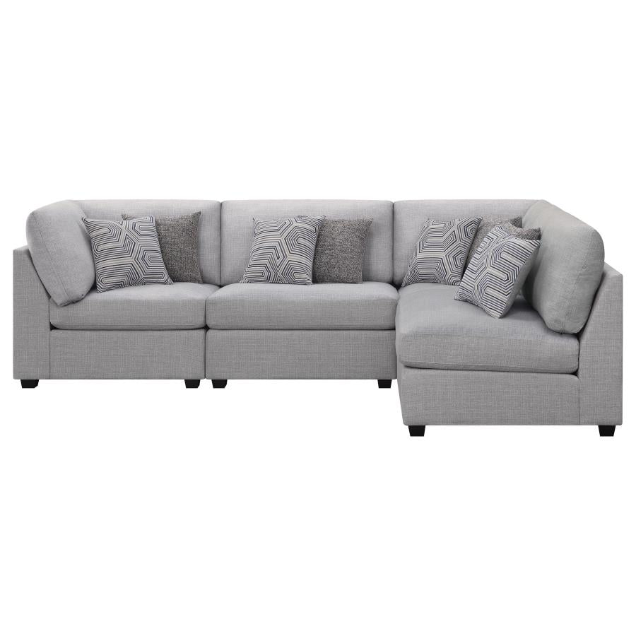 Cambria 4-piece Upholstered Modular Sectional Sofa Grey-zoom-3