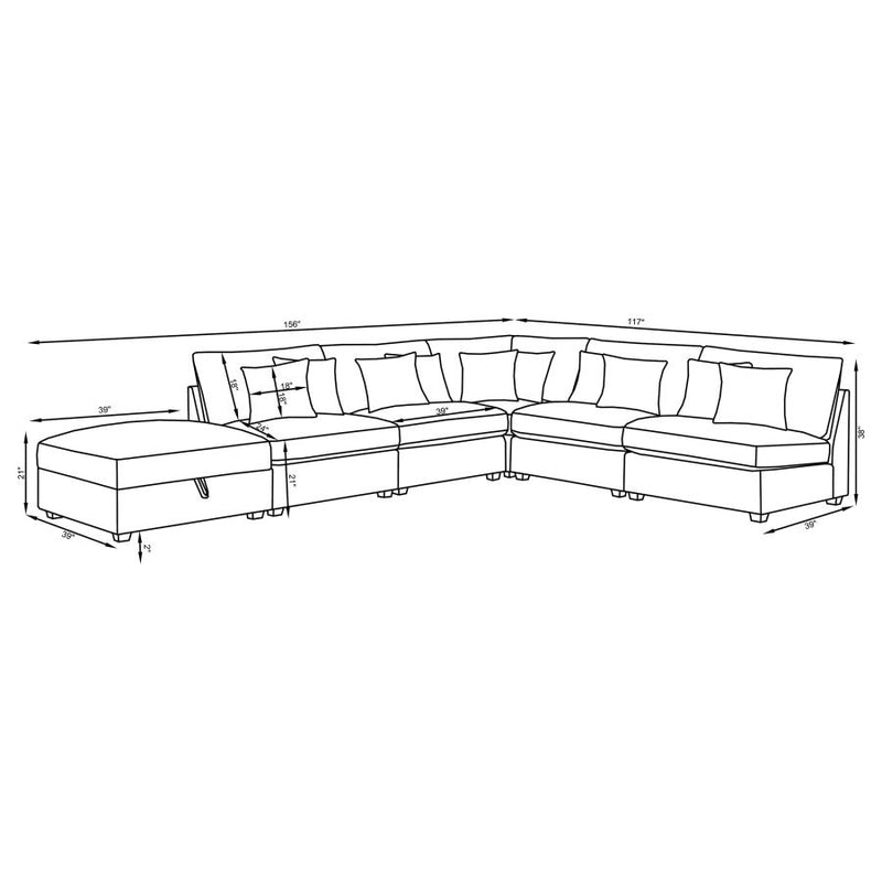 Cambria 6-piece Upholstered Modular Sectional Sofa Grey-zoom-