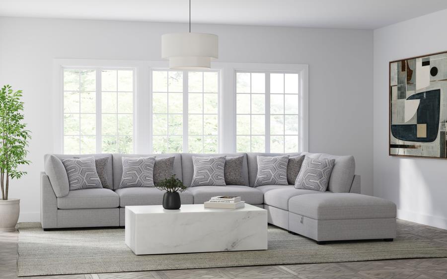 Cambria 6-piece Upholstered Modular Sectional Sofa Grey-zoom-1