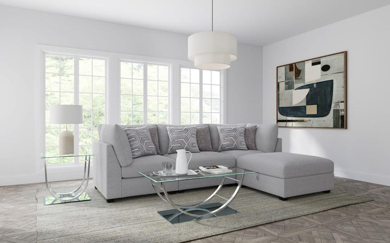Cambria Upholstered Armless Chair Grey-zoom-