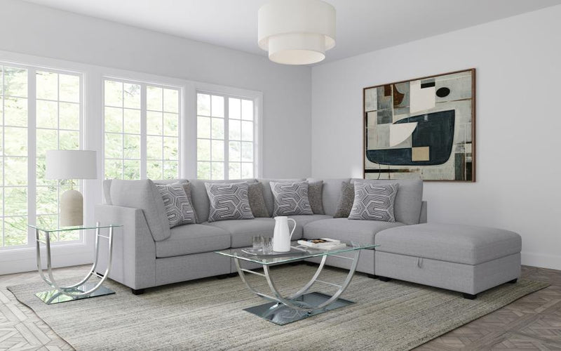 Cambria Upholstered Armless Chair Grey-zoom-