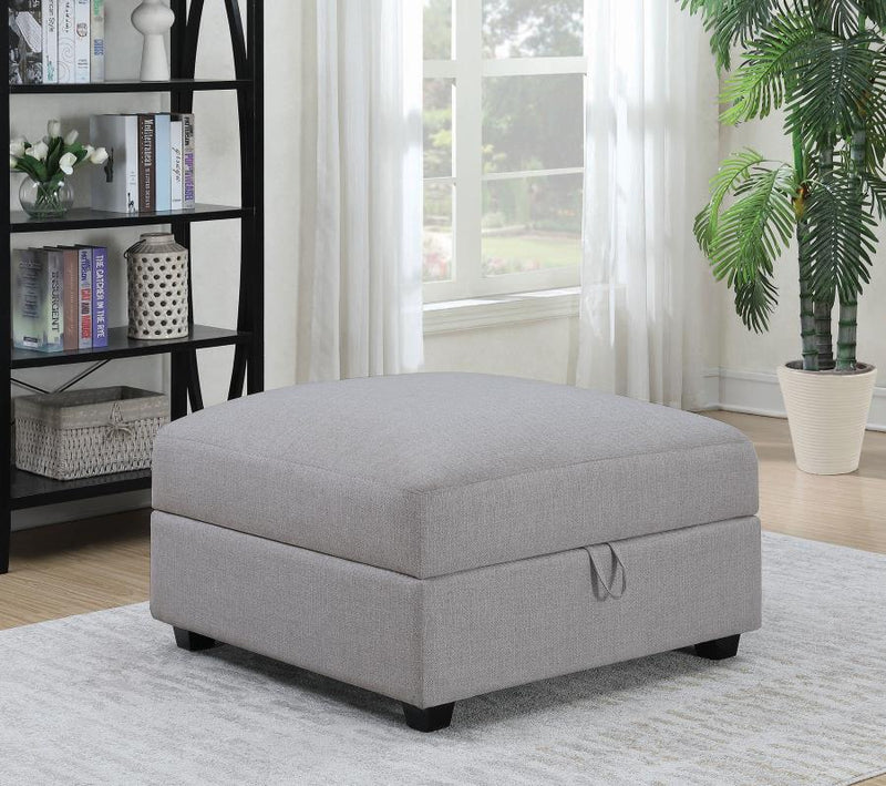 Cambria Square Upholstered Storage Ottoman Grey-zoom-