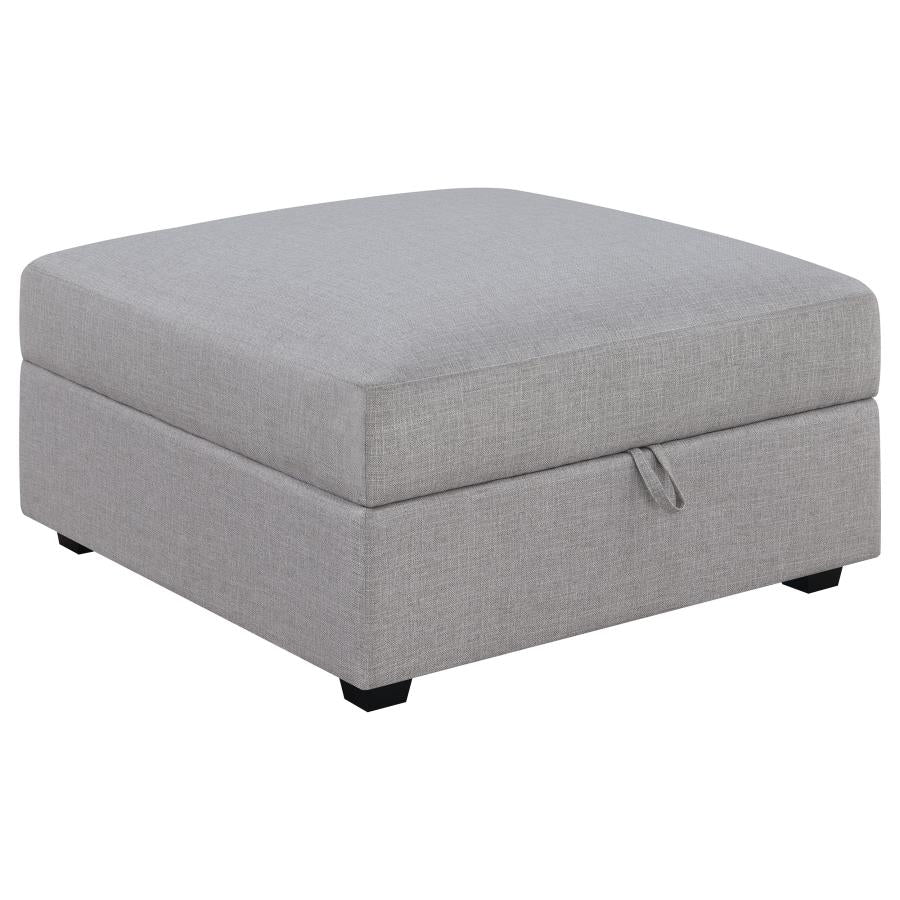 Cambria Square Upholstered Storage Ottoman Grey-zoom-1