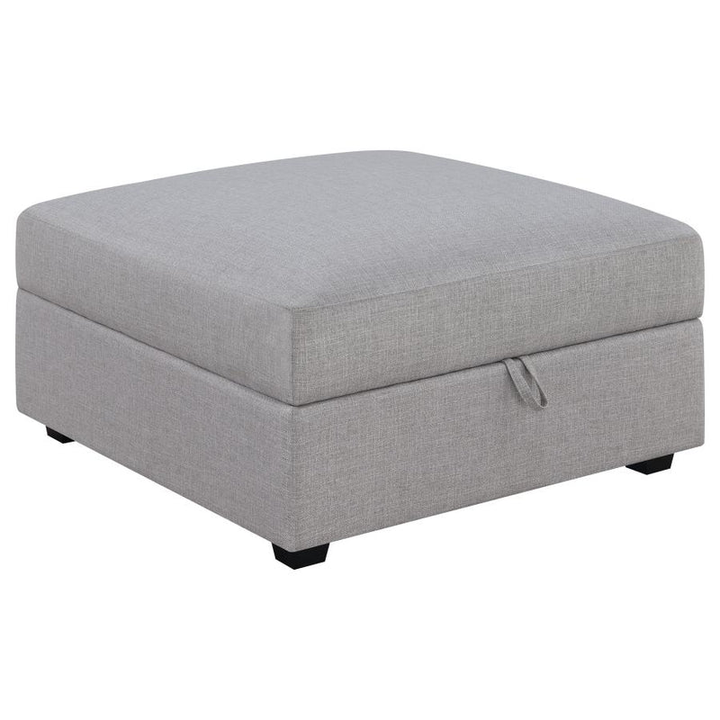 Cambria Square Upholstered Storage Ottoman Grey-zoom-