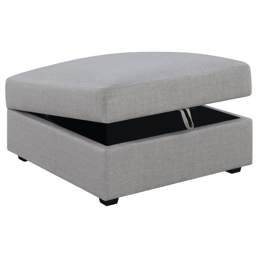 Cambria Square Upholstered Storage Ottoman Grey-zoom-3