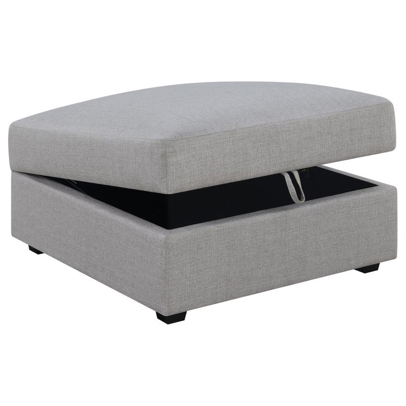 Cambria Square Upholstered Storage Ottoman Grey-zoom-