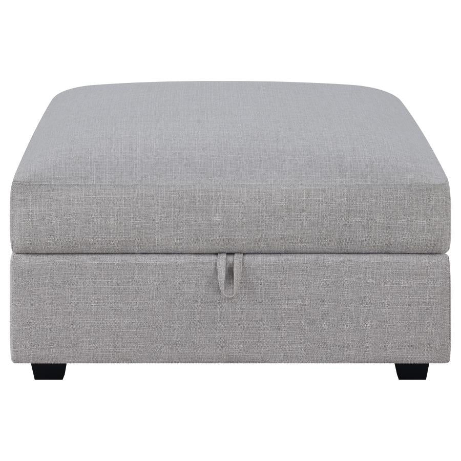 Cambria Square Upholstered Storage Ottoman Grey-4