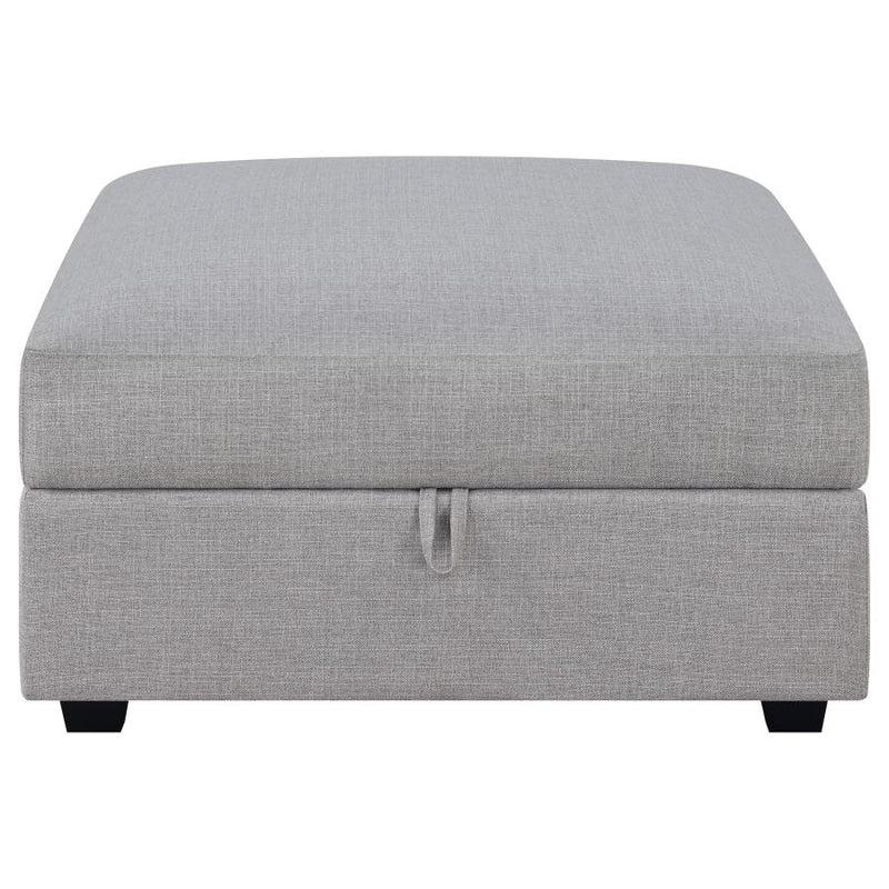 Cambria Square Upholstered Storage Ottoman Grey-zoom-