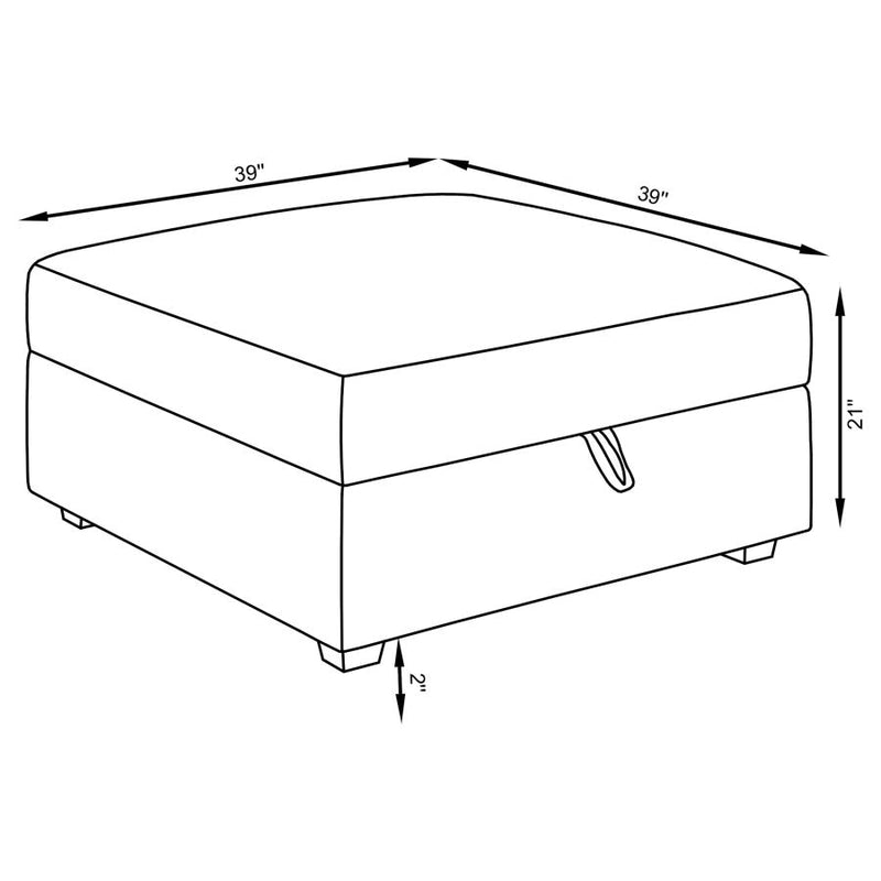 Cambria Square Upholstered Storage Ottoman Grey-zoom-