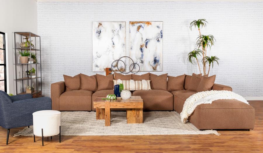 Jennifer 6-piece Upholstered Modular Sectional Terracotta-zoom-1