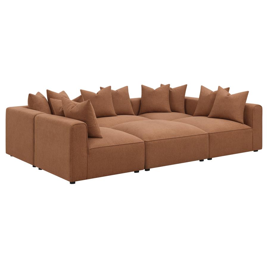 Jennifer 6-piece Upholstered Modular Sectional Terracotta-zoom-7