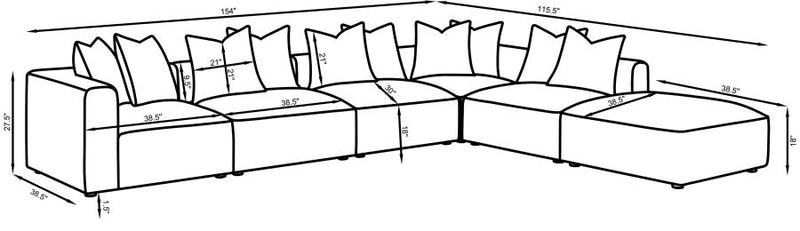Jennifer 6-piece Upholstered Modular Sectional Terracotta-zoom-