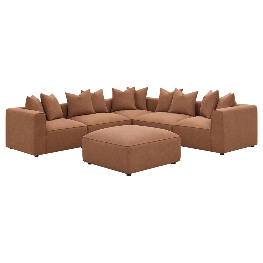 Jennifer Square Upholstered Ottoman Terracotta-zoom-8