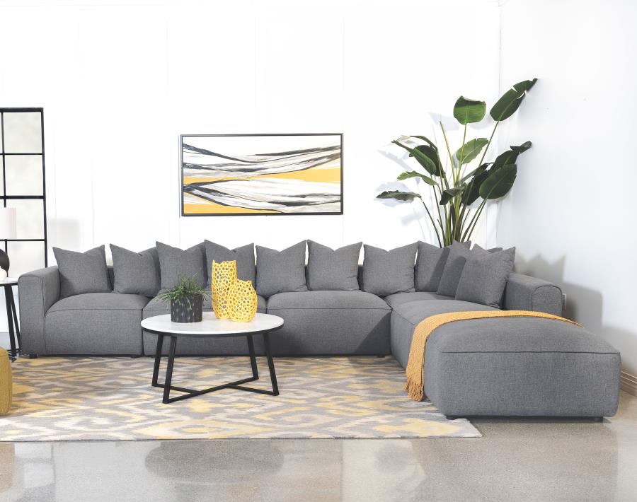 Jennifer 6-piece Upholstered Modular Sectional Grey-zoom-1