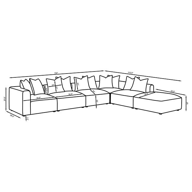 Jennifer 6-piece Upholstered Modular Sectional Grey-zoom-