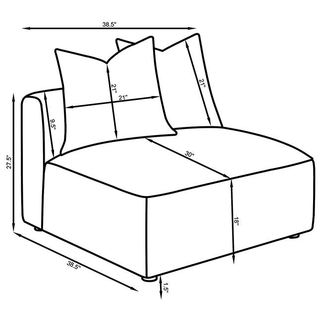 Jennifer Upholstered Armless Chair Grey-zoom-