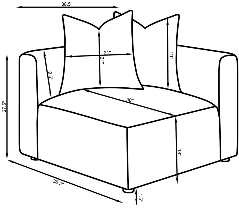 Jennifer Upholstered Corner Chair Grey-zoom-