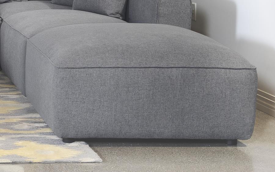 Jennifer Square Upholstered Ottoman Grey-zoom-2